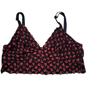 Victoria’s Secret Black Lace Heart Mesh Bralette L Goth